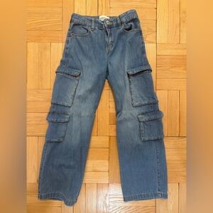 Abercrombie kids Girls' Denim Cargo Jeans in Medium Blue Age 13-14